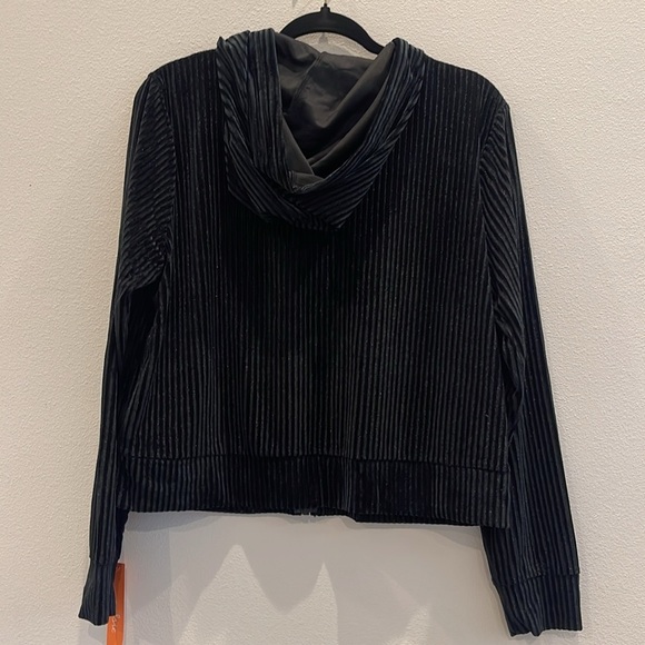 NWT Colsie Hoodie Velvet Ribbed Zip-up Hooded Sweatshirt Black size L - Picture 6 of 6